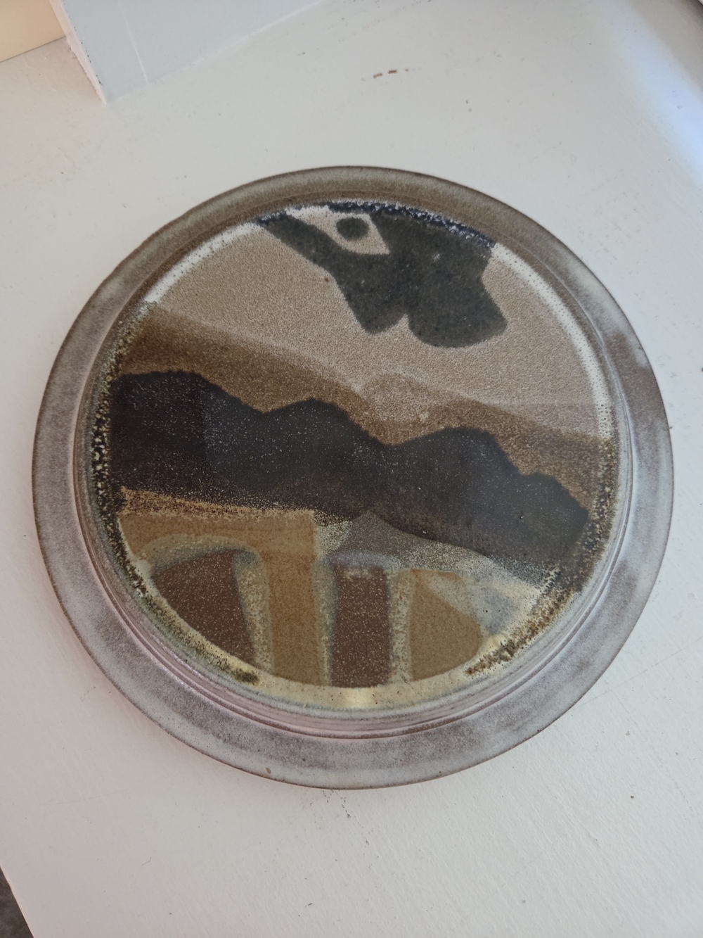 1960's Stoneware Ceramic Wall Hanging Plate Decor